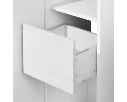 Шкаф-колонна САКУРА 35, подвесная, левая, ольха наварра, белый глянец