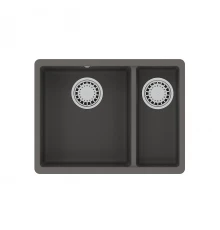 Кухонная мойка Lemark SINARA 550.2-U подстольного монтажа с доп.чашей из кварцгранита, Серый шёлк
