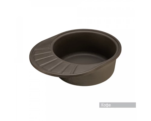 Мойка для кухни  Чезана 568x437x191 мм,круглая с крылом, кофе