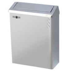 Контейнер для мусора настенный из нержавеющей стали матовый 23 л. С крышкой и замком
