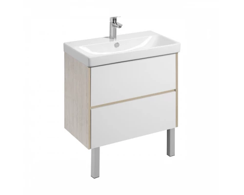 Тумба СКАНДИ 80, универс., 2ящ., белый/дуб верона (под раковину АДРИАНА 80)