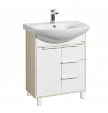 Тумба РИКО 65, белая, ясень фабрик (под раковина СМАЙЛ 65)