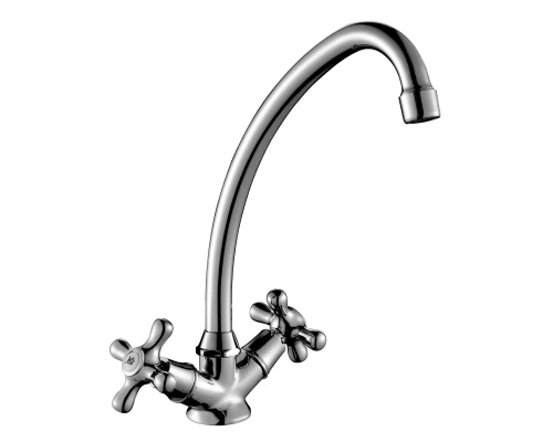 H02 Смеситель для кухни, выс.пов.излив 140мм, р/ДВ, хром, ROS, H02-71