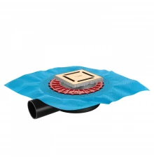 Трап водосток ZENTRUM Norma 100х100, золото глянец, выпуск D50 H65 боковой, BERGES