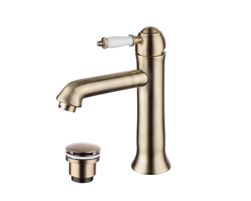 Villa Смеситель для раковины, монолит.излив 143мм дон.клап.Click/Clack, р/ОД, бронза, LM, LM4837B