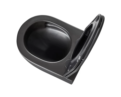 GLAZER BLACK MATT Унитаз подвесной безободковый с сиденьем микролифт,черный, LM, 9612004