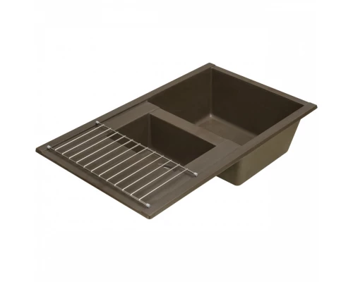 Мойка для кухни  Делия 87 870x510x218 мм, прямоуг. с крылом и доп. чашей, кофе