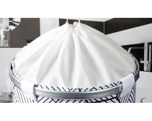 Корзина для белья на завязках FX-1033B, белая, 80 литров