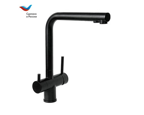 ГОРОД Смеситель для кухни с подключением к фильтру для питьевой воды, черный, СЛАВЕН, Д77