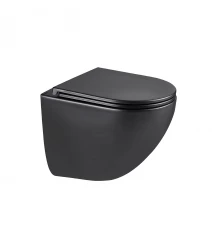 GLAZER BLACK MATT Унитаз подвесной безободковый с сиденьем микролифт,черный, LM, 9612004