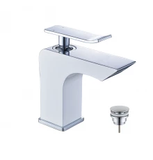 Contest Смеситель для раковины, монолит.излив102мм дон.клап.Click/Cl, р/ОД, хром/белый, LM, LM5806CW