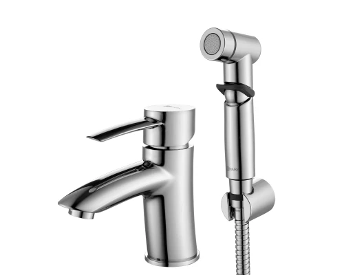 Atlantiss Смеситель для раковины и биде, монолит.излив 115мм гигиен.душ, р/ОД, хром, LM, LM3216C