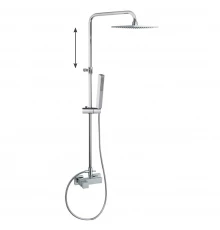 Душевая система наружнего монтажа с телескопическим тропическим душем и душевым комплектом без излив