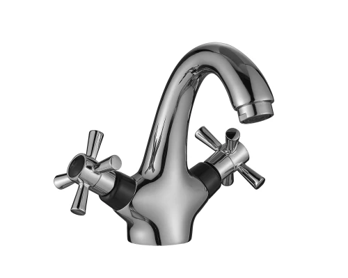 Смеситель двуручный для умывальника монолитный, картридж 35 мм., черный/хром, DECOROOM