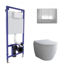 Комплект: инсталляция NOVUM, кнопка S3, унитаз OKUS, сиденье дюропласт Toma Slim SO, BERGES