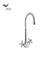 ПРОРАБ Смеситель для кухни с гибким изливом,двуручный, СЛАВЕН, О25