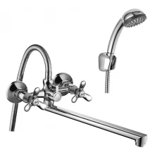 Q02 Смеситель для ванны, с плоск.изливом 350мм, р/ДВ, хром, ROS, Q02-80