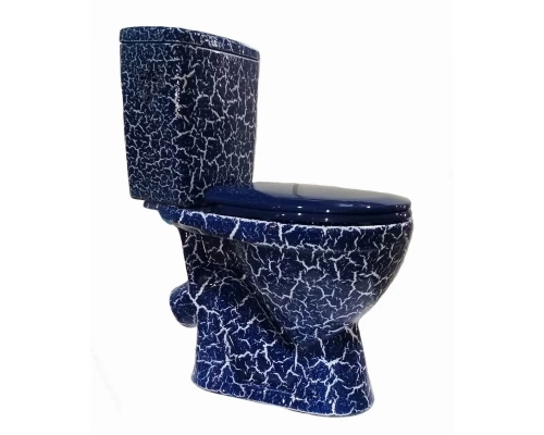 ЛИРА Унитаз-компакт наклон. вып., с арматурой, сиденьем, креплением,синий кракелюр ROSA