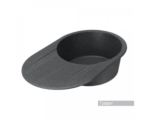 Мойка для кухни  Амира  780x500x211 мм, круглая с крылом, графит