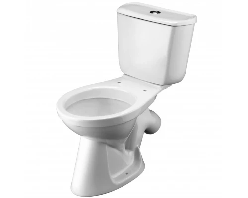 БРИЗ Унитаз-компакт, косой выпуск, эконом., 1-режимная арматура, сиденье полипропилен. САНТЕК