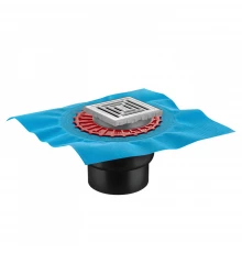 Трап водосток ZENTRUM Uno 100х100, матовый хром, выпуск D50/75/110 H74 вертикальный, BERGES