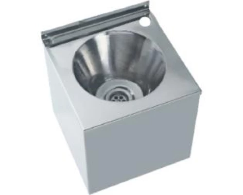 Раковина из нержавеющей стали настенная  квадратная с боковой защитой 300x300x300 мм, шт