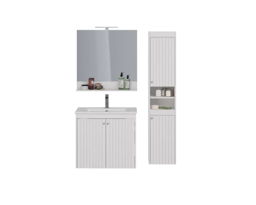 Зеркало Lemark ROMANCE 80 см с полкой, цвет: Белый глянец