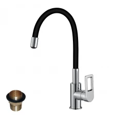 Z35 Смеситель для кухни, гиб.цвет.излив 216мм, р/ОД, хром/черный, ROS, Z35-35U-Black