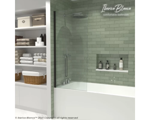 Шторка для ванны IBERICA BLANCA Mod.802 Wide Open поворотная прозрачное стекло/черный 70х150см (IB802.SB.150.70)
