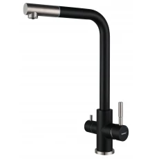 GRANFEST QUARZ  Смеситель для кухни U-обр. с краном питьевой воды D-35мм (черный) 