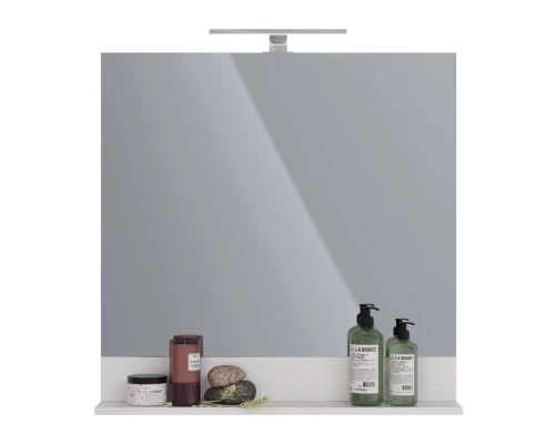 Зеркало Lemark ROMANCE 80 см с полкой, цвет: Белый глянец