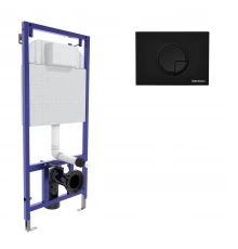 Инсталляция  для скрытого монтажа унитаза NOVUM кнопка R5 Soft Touch, черная, BERGES