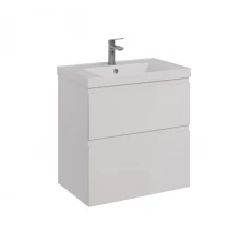 Тумба Lemark VEON 60 см под 1 раковину, подвесная/напольная, 2 ящика, цвет корпуса, фасада: Белый гл