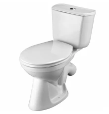 БРИЗ Унитаз-компакт, косой выпуск, 2-х режимная арматура, сиденье дюропласт. САНТЕК