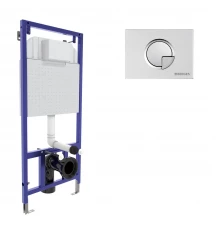 Инсталляция  для скрытого монтажа унитаза NOVUM кнопка R2 хром матовый, BERGES