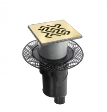 Трап водосток PLATZ Antik 150х150, бронза, S-сифон D50/105 H50 вертикальный, BERGES