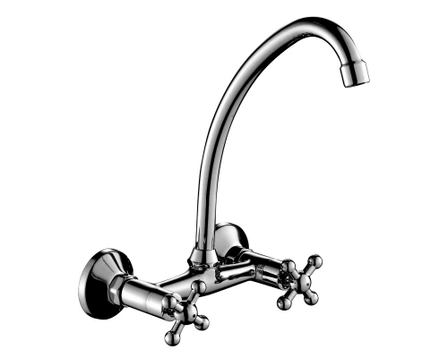 G02 Смеситель для кухни, пов.излив 193мм на стену, р/ДВ, хром, ROS, G02-73