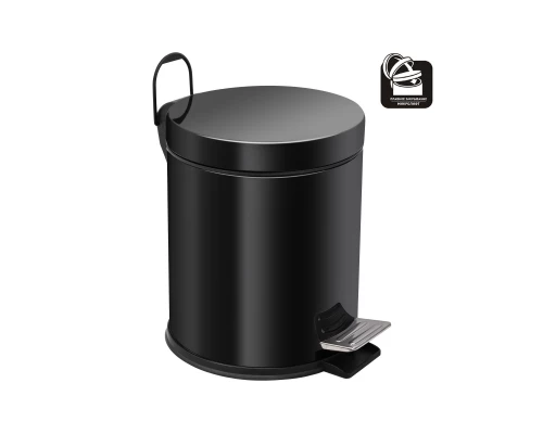 Ведро-контейнер для мусора с педалью 5 л, микролифт, черное,  BERGES