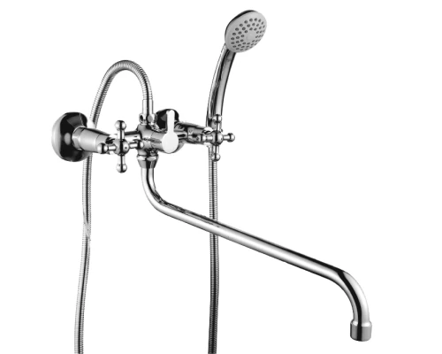 G02 Смеситель для ванны, круг.пов.излив 350мм с держ-м на теле, р/ДВ, хром, ROS, G02-84