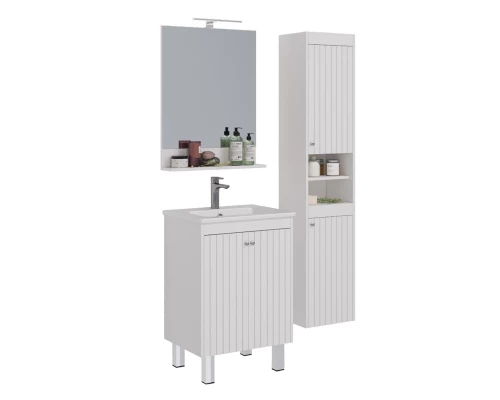 Зеркало Lemark ROMANCE 60 см с полкой, цвет: Белый глянец