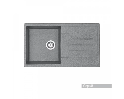 Мойка для кухни  Верона 855x500x210 мм, прямоуг. с крылом, серый