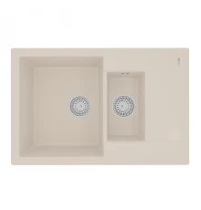 Кухонная мойка Lemark RAMZA 760 врезная прямоугольная с доп.чашей и крылом из кварцгранита, Шампань 