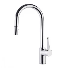 Смеситель высокий для кухни однорычажный с выдвижной лейкой и поворотным изливом KITCHEN 387901V1MC