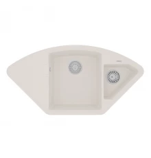 Кухонная мойка Lemark IRKANA 980 врезная угловая с доп. чашей и крылом из кварцгранита, Жасмин 