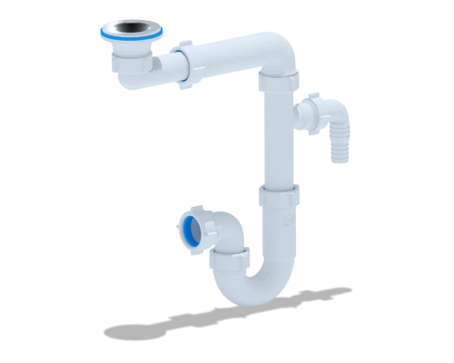 Сифон для умывальника 1 1/4 х 32 с отводом для ст. машины,нерж.реш. 65мм, ANI PLAST