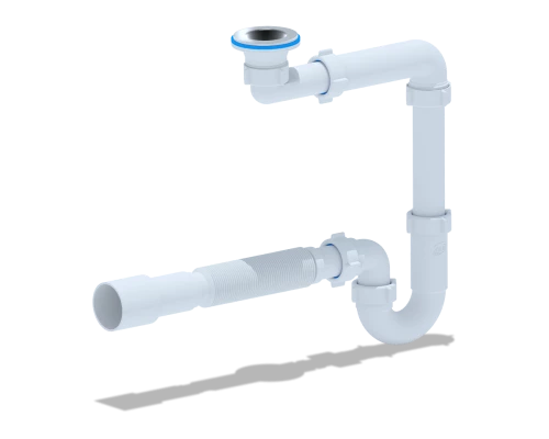 Сифон для умывальника 1 1/4 х 32 с гиб.труб. 32х40/50,нерж.реш.65мм, отвод  для быт.тех., ANI PLAST