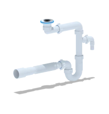 Сифон для умывальника 1 1/4 х 32 с отводом для ст. машины гиб.труб.32х40/50,нерж.реш.65мм, ANI PLAST