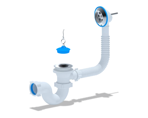 Сифон Ани для ванны с выпускоми переливом  1 1/2