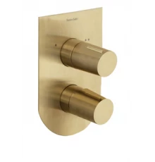 Встраиваемый термостатический смеситель для душа TZAR 348712SOC золото брашированное на 2 выхода