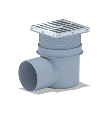 Трап горизонтальный регулируемый, с выпуском 110мм., с решеткой из нержавеющей стали 15х15см., ANI P